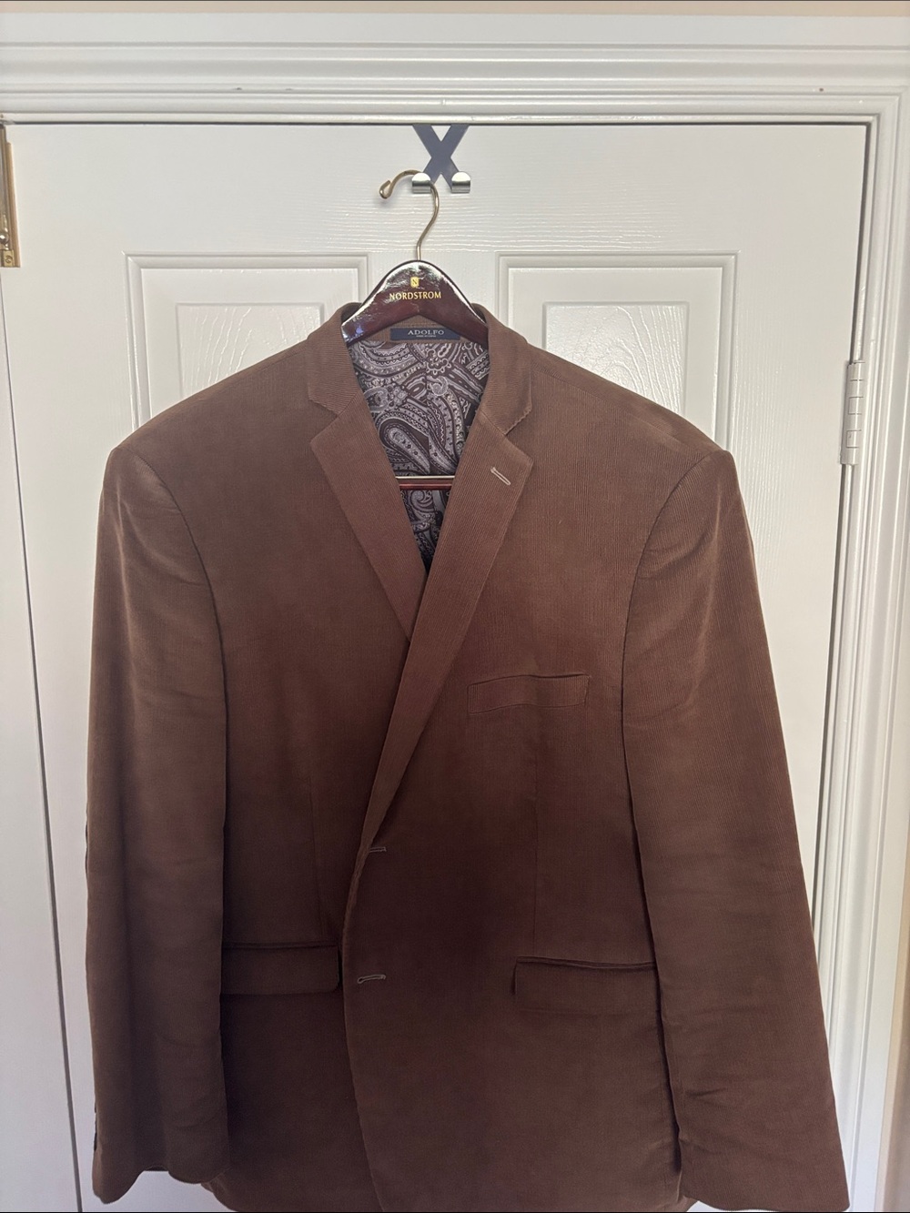 Adolfo Brown Corduroy Sport Coat with Paisley Lining - great condition